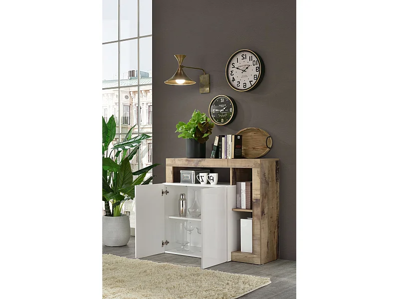 Sideboard AMOS Weiß/Birnenholz