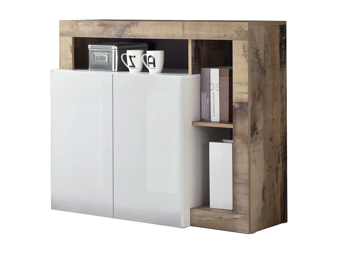 Meuble d'entrée AMOS blanc/poirier