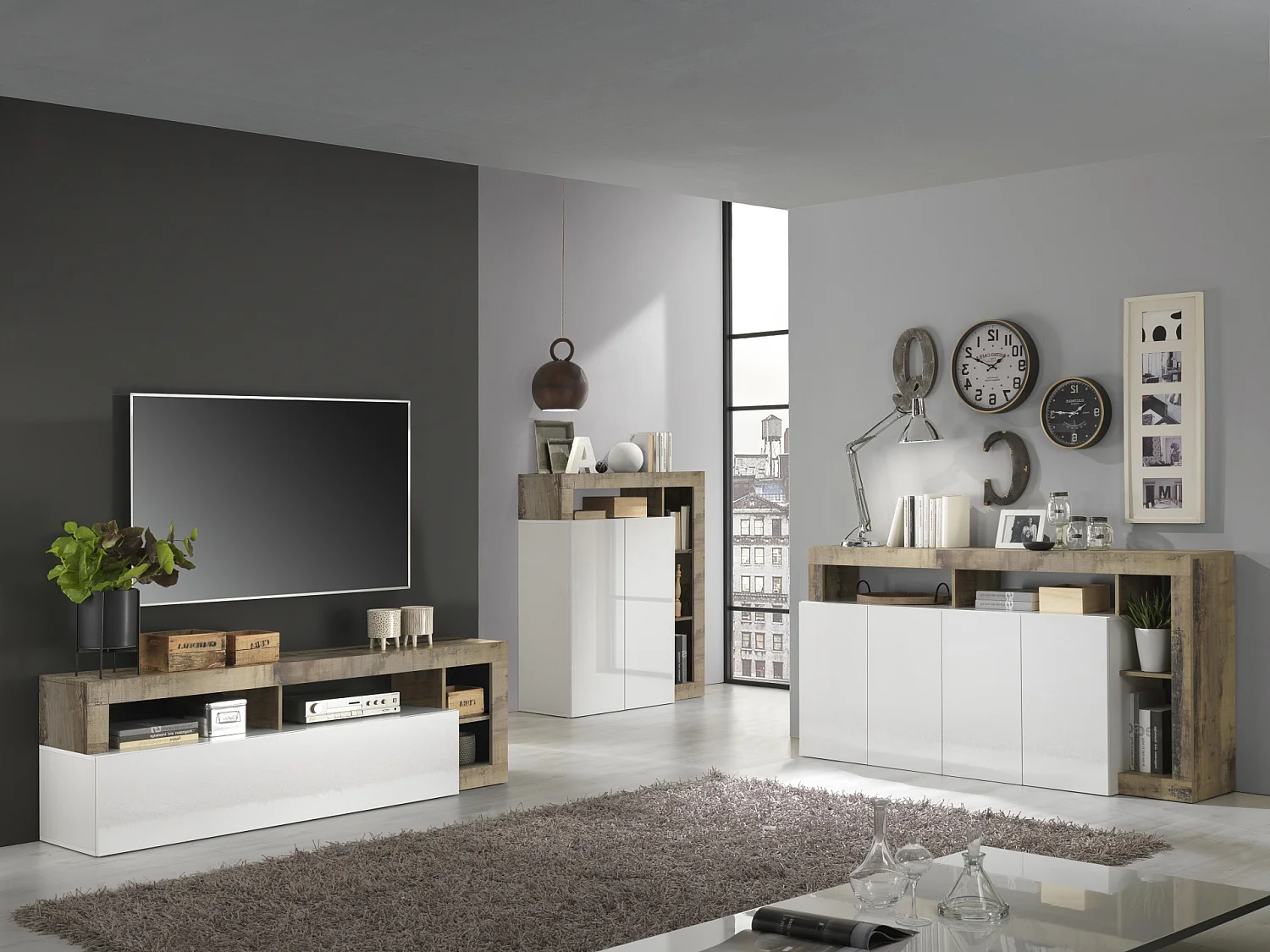 Buffet AMOS blanc/poirier