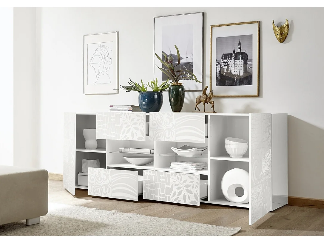 Sideboard DENIS glänzend weiß