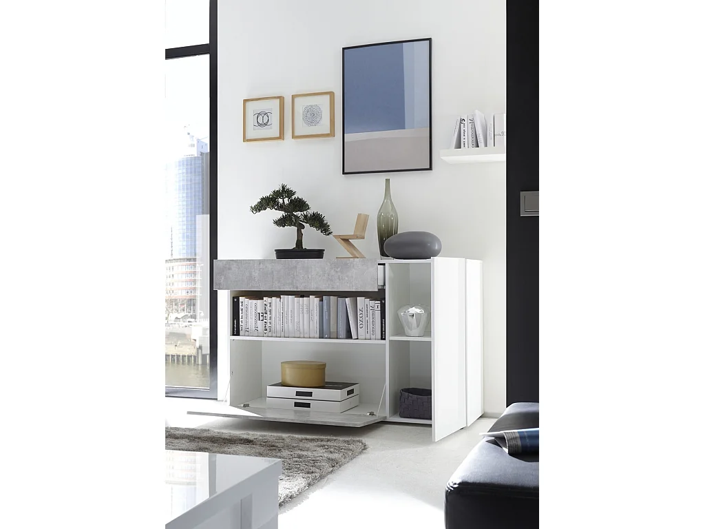 Buffet OXFORD blanc/ciment