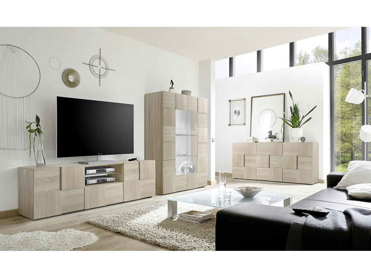 Buffet LONDON chêne en mélamine