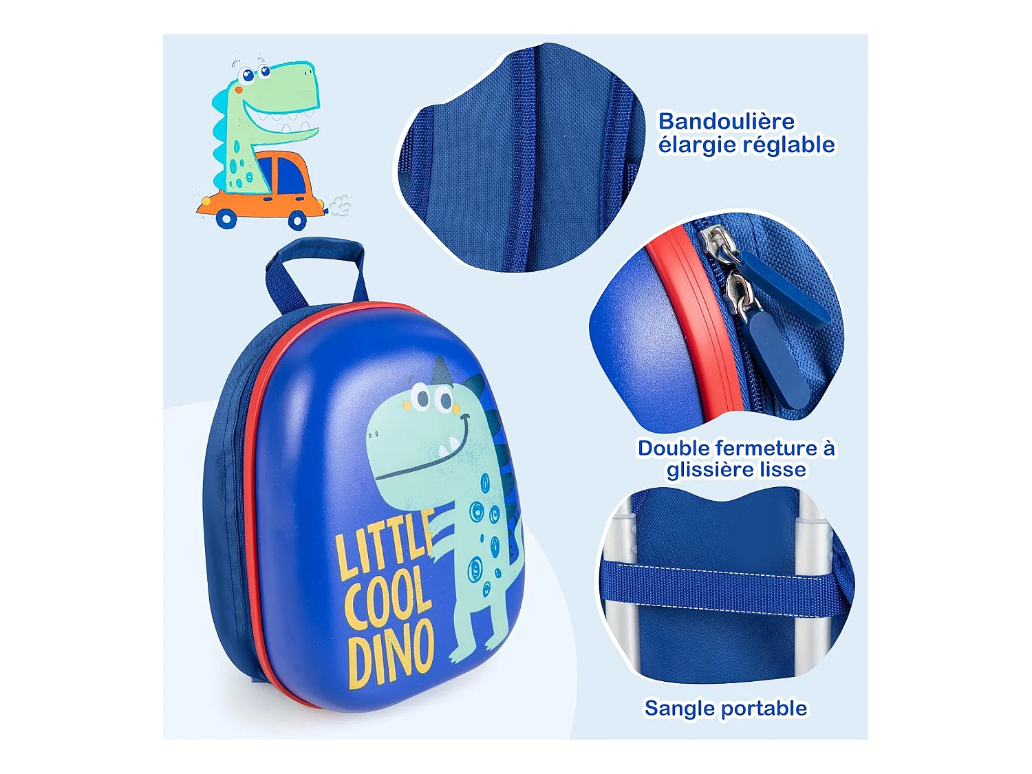 Lot de 2 Valise Cabine Enfant 18”+ Sac à Dos 12,5”, Poignée Rétractable 88-100cm