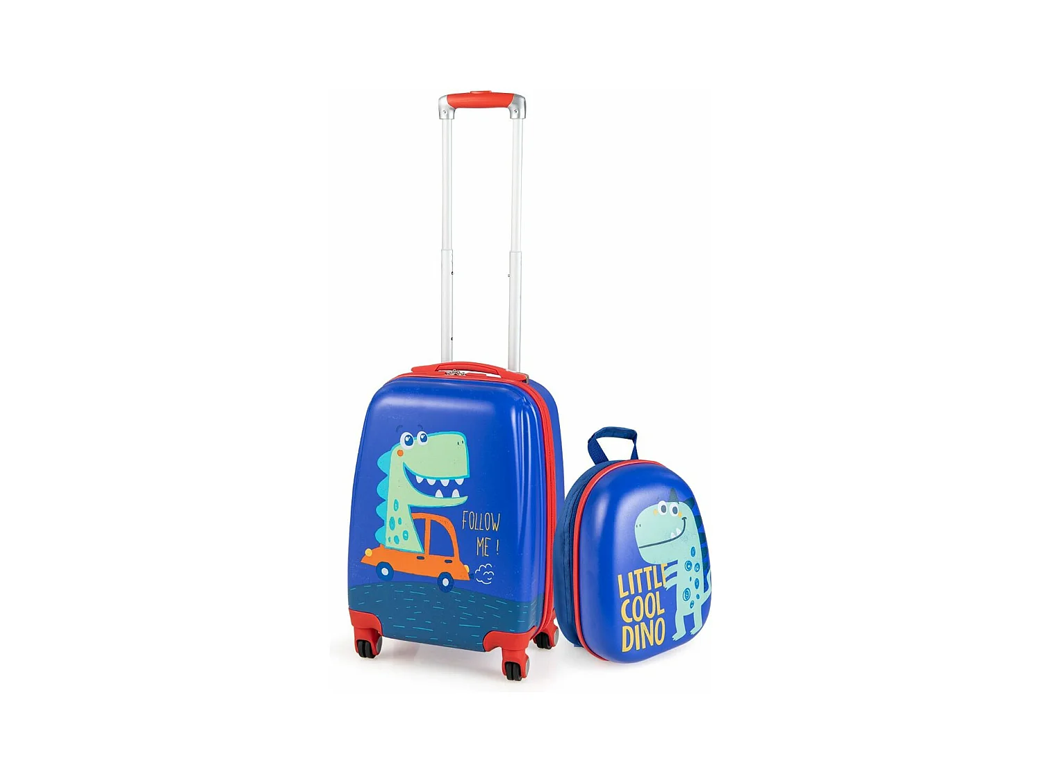 Lot de 2 Valise Cabine Enfant 18”+ Sac à Dos 12,5”, Poignée Rétractable 88-100cm