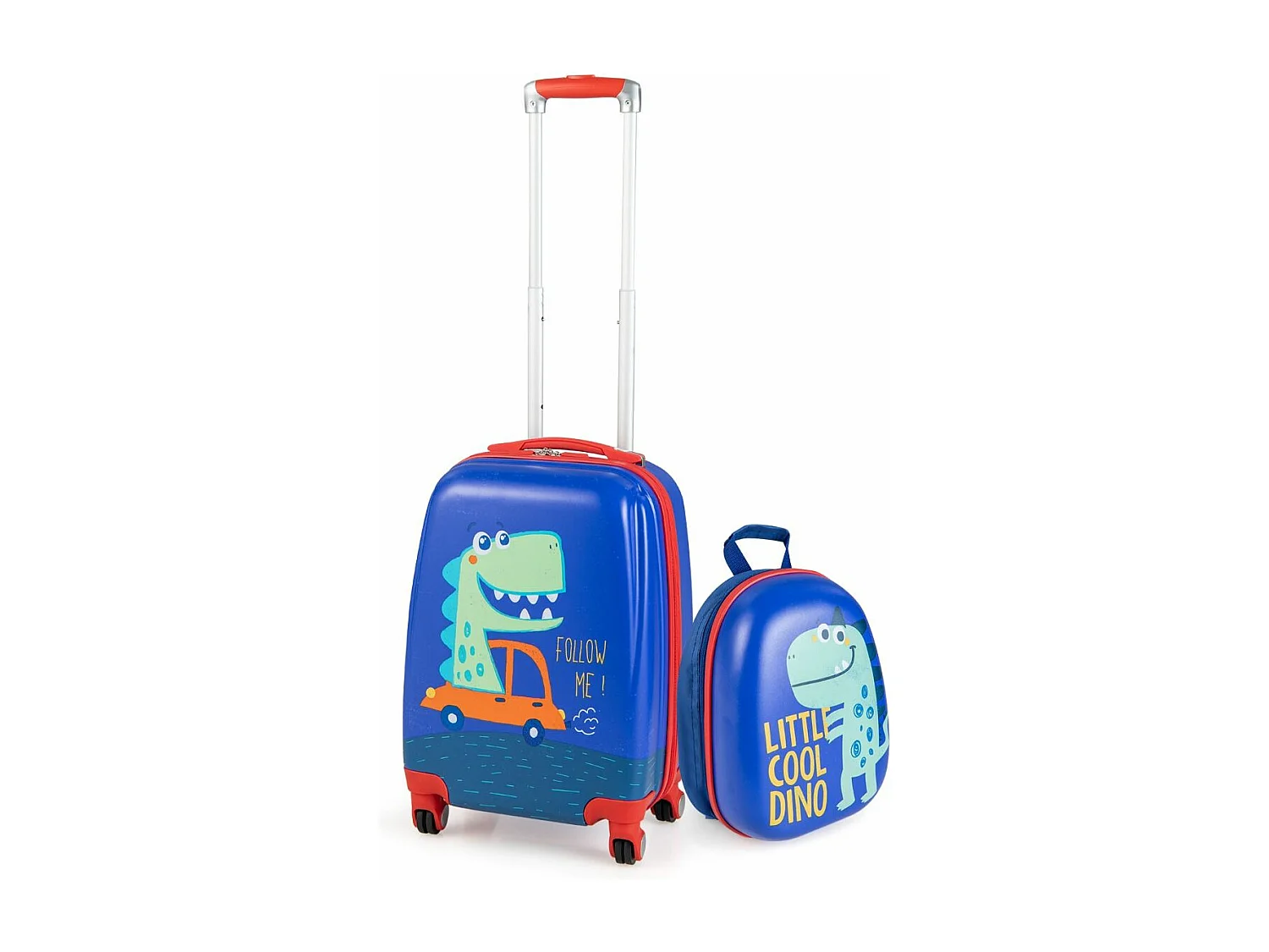 Lot de 2 Valise Cabine Enfant 18”+ Sac à Dos 12,5”, Poignée Rétractable 88-100cm