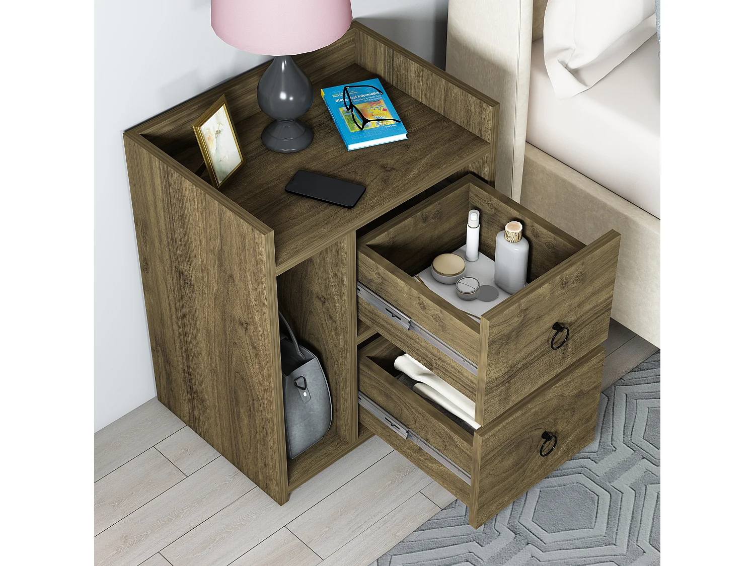 Nachtkastje VENUS - bruin, 60x35x50