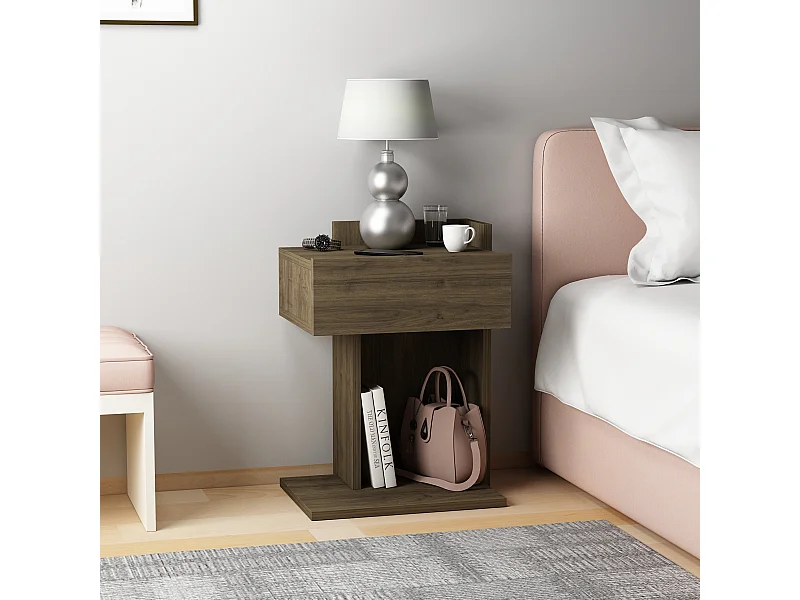 Table de chevet HERAKLES - couleur naturelle claire, 55x33,2x41,4