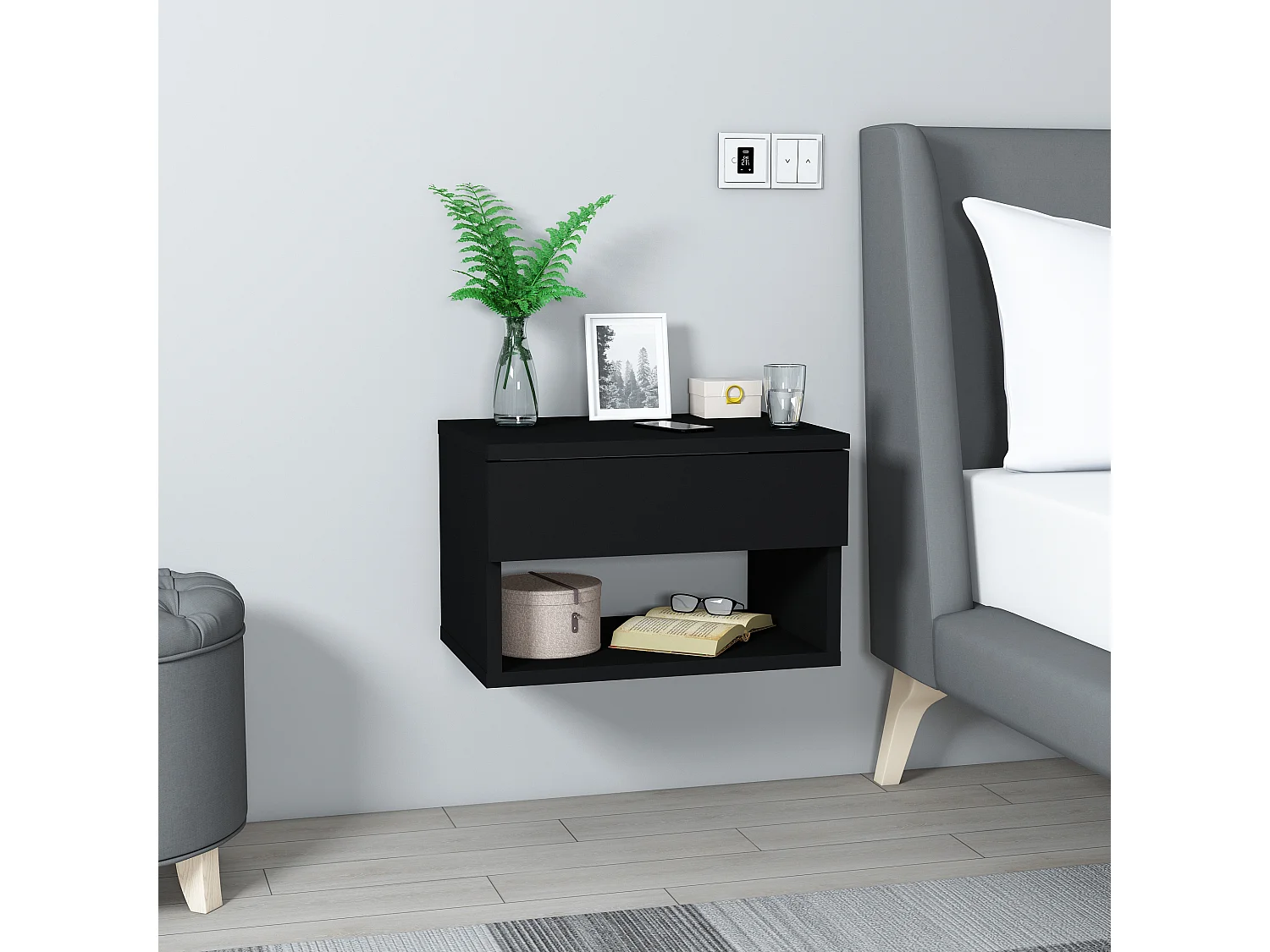 Table de chevet HESTIA - noir, 29x31,6x44,6