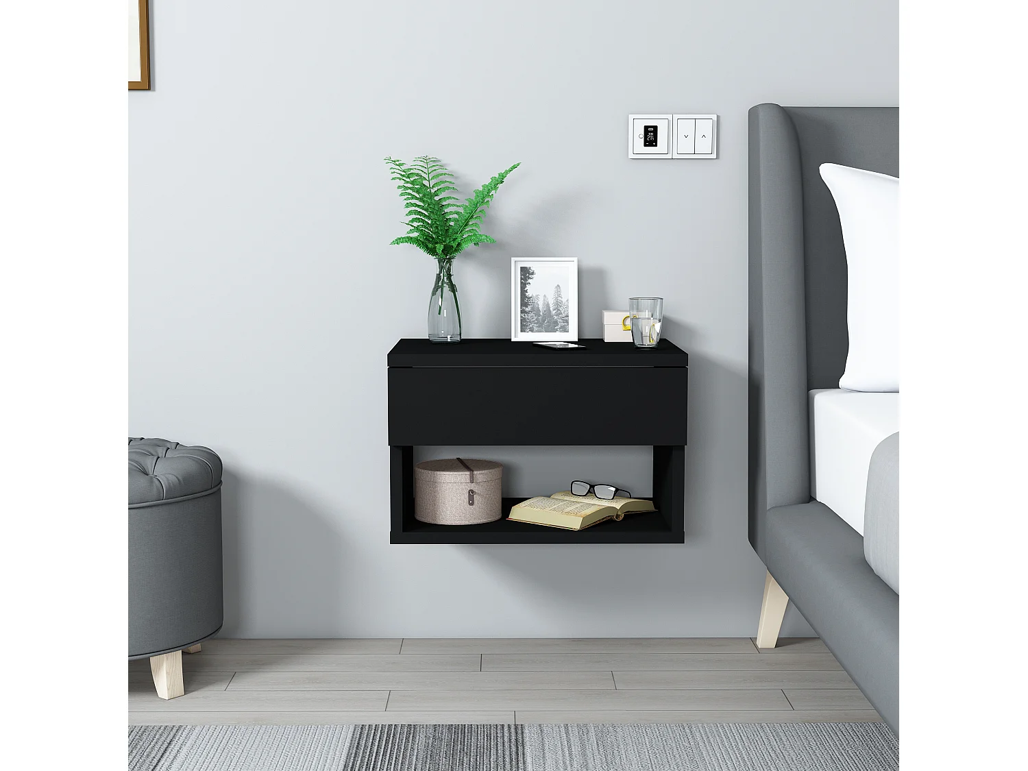 Table de chevet HESTIA - noir, 29x31,6x44,6