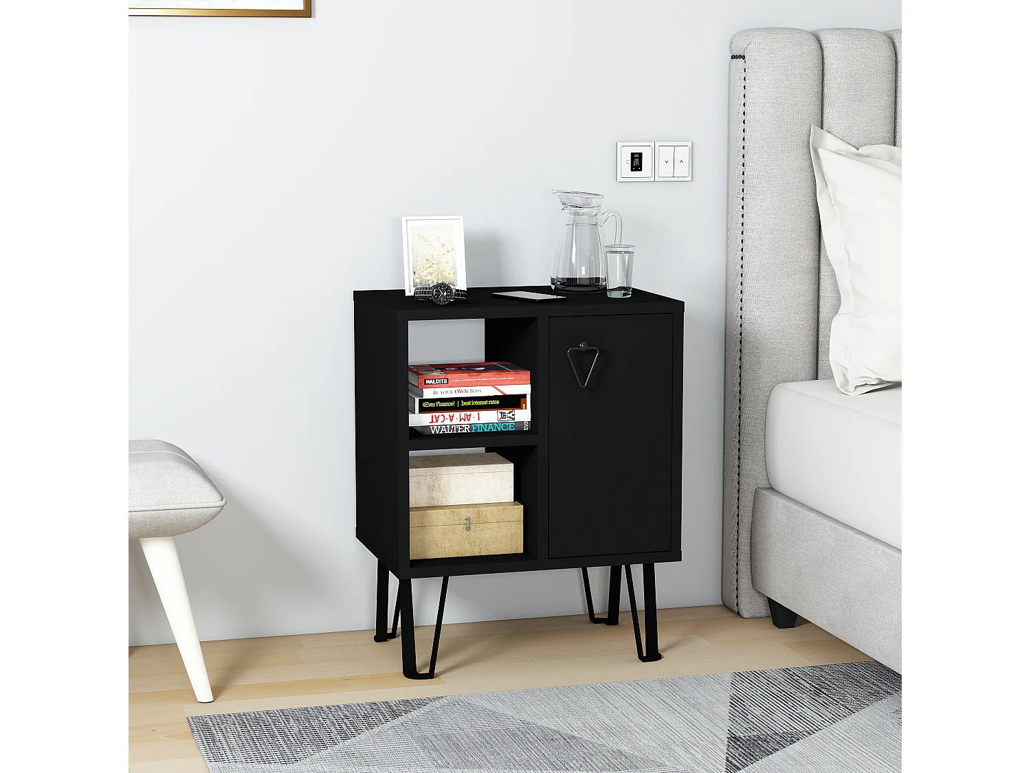 Nachttisch NEPTUN - Schwarz, 63x35x50