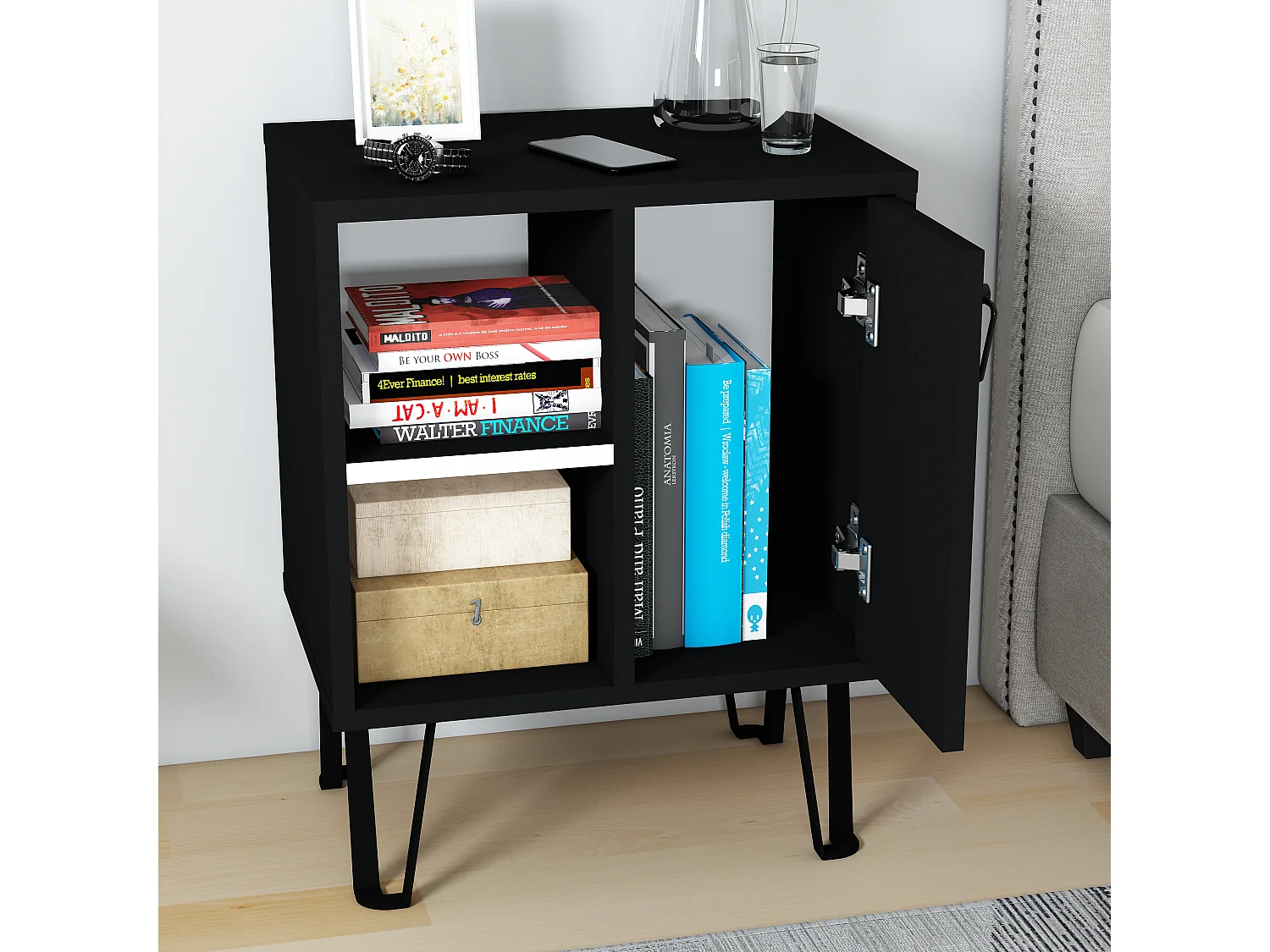 Nachttisch NEPTUN - Schwarz, 63x35x50