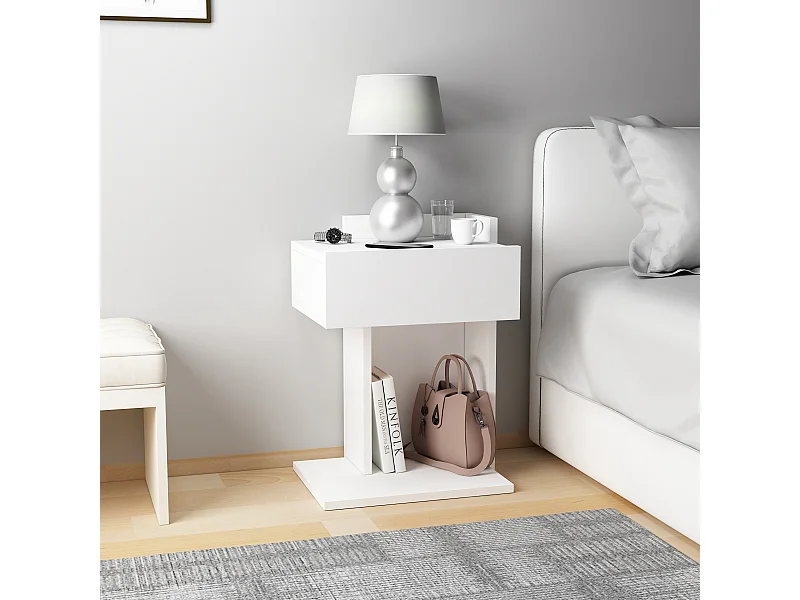 Table de chevet HERAKLES - blanc, 55x33,2x41,4