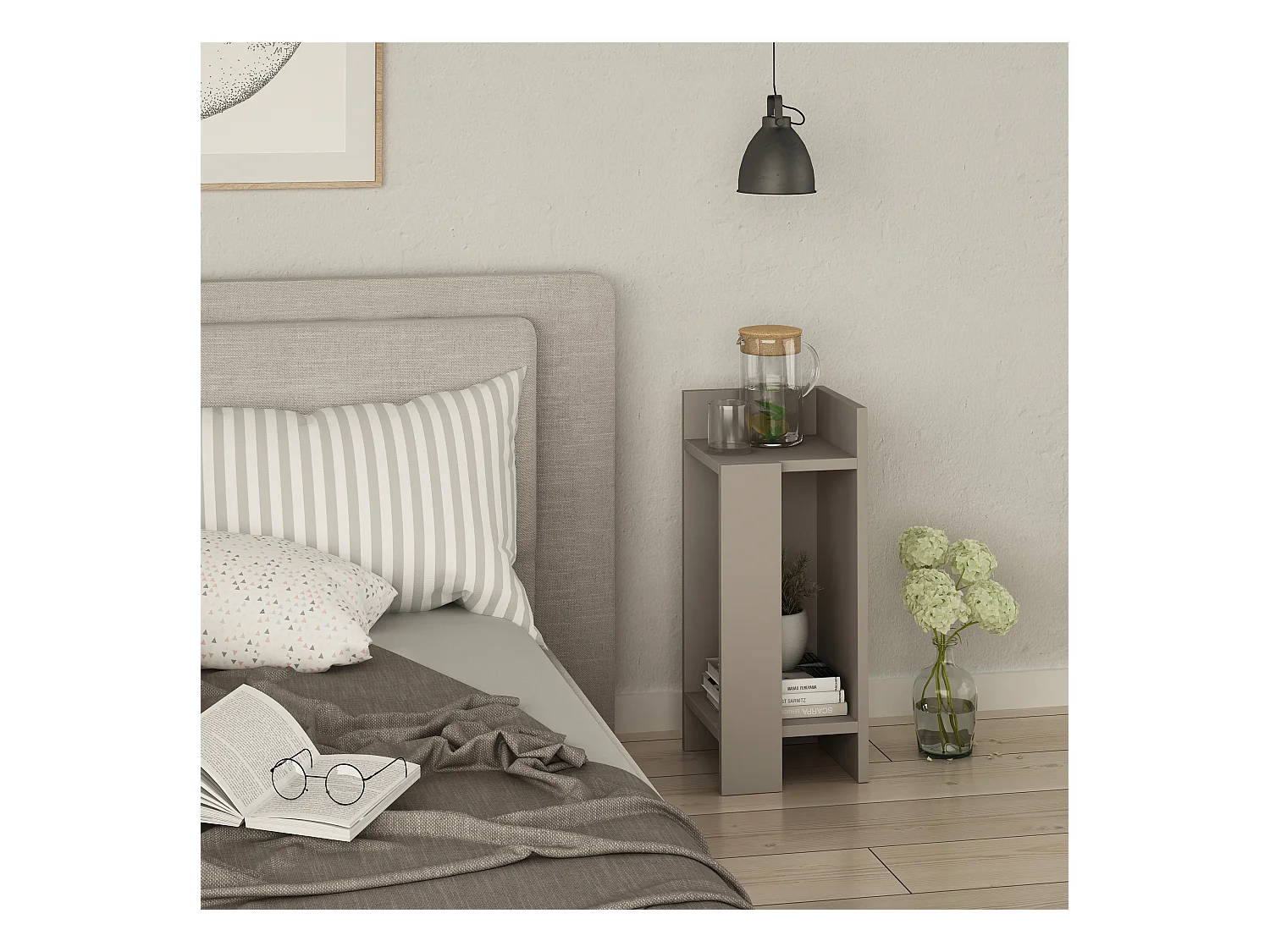 Table de chevet ELOS- Module droit marron, 60x25x27