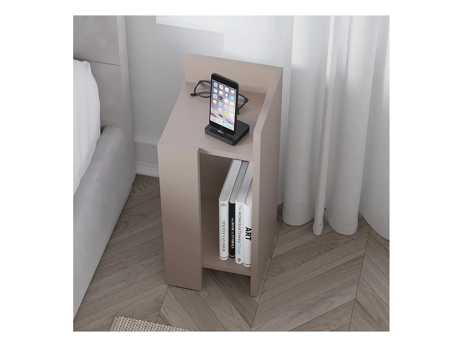 Table de chevet ELOS- Module droit marron, 60x25x27