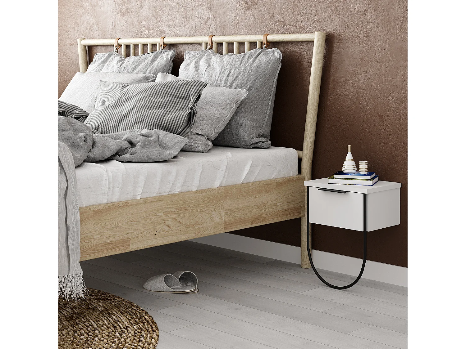 Table de chevet NORFOLK- blanc, 44x25x33