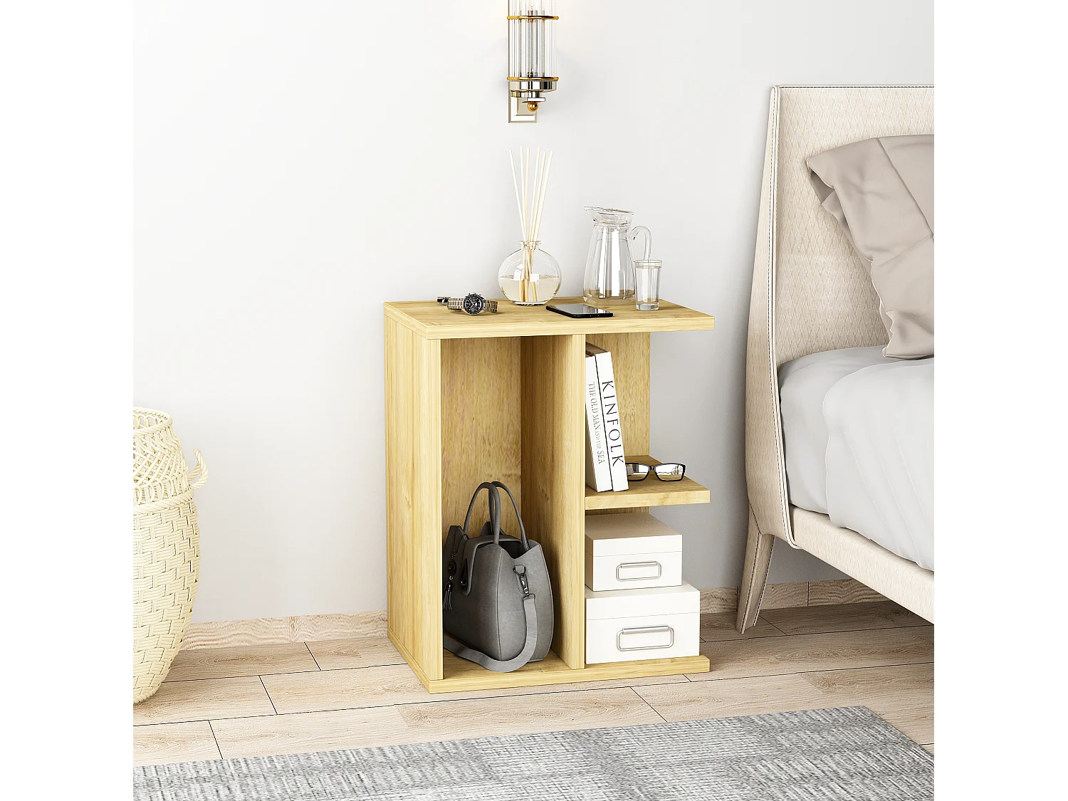 Stolik nocny PROMETHEUS - brązowy, 50x39,6x40