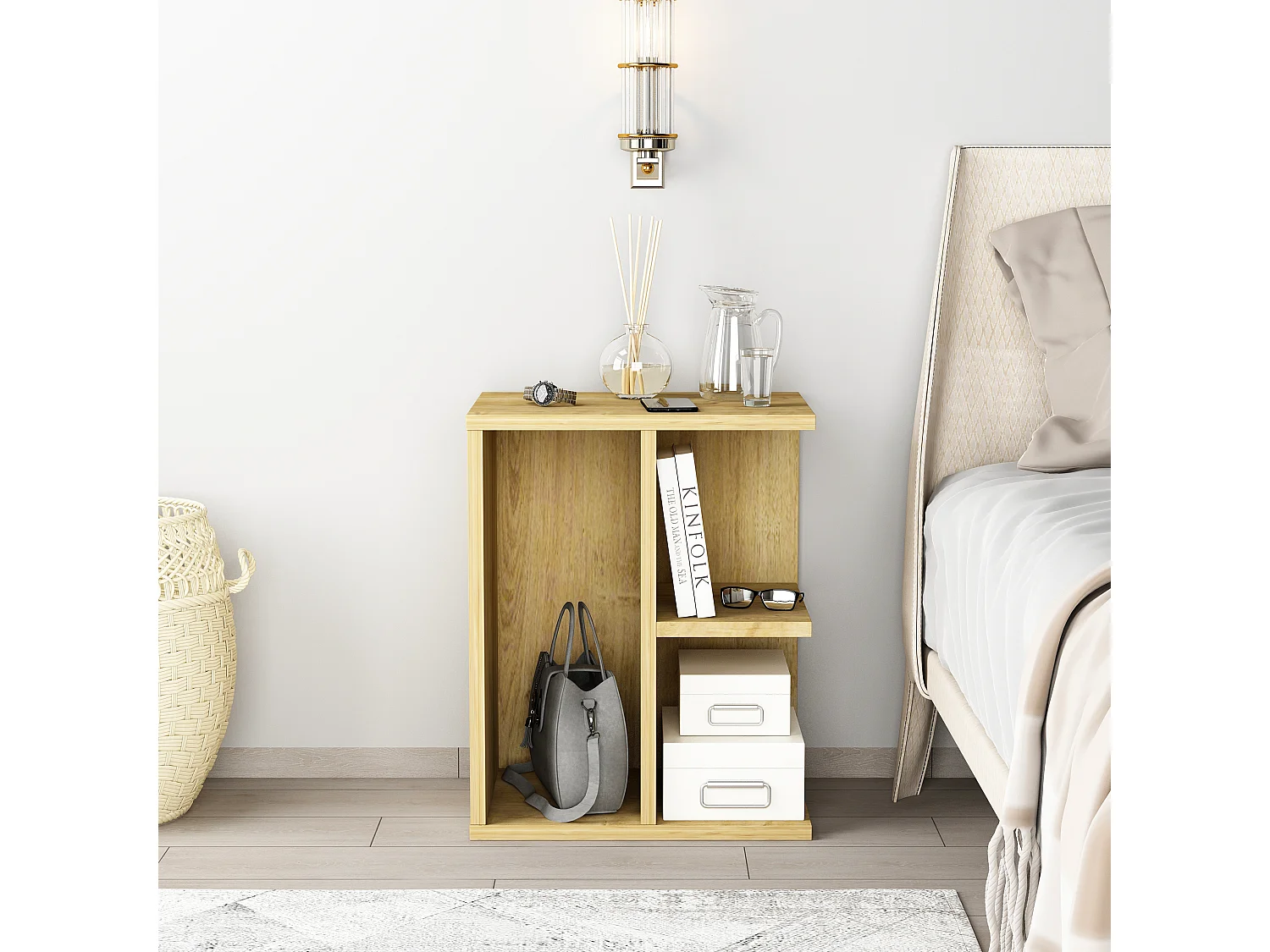 Stolik nocny PROMETHEUS - brązowy, 50x39,6x40