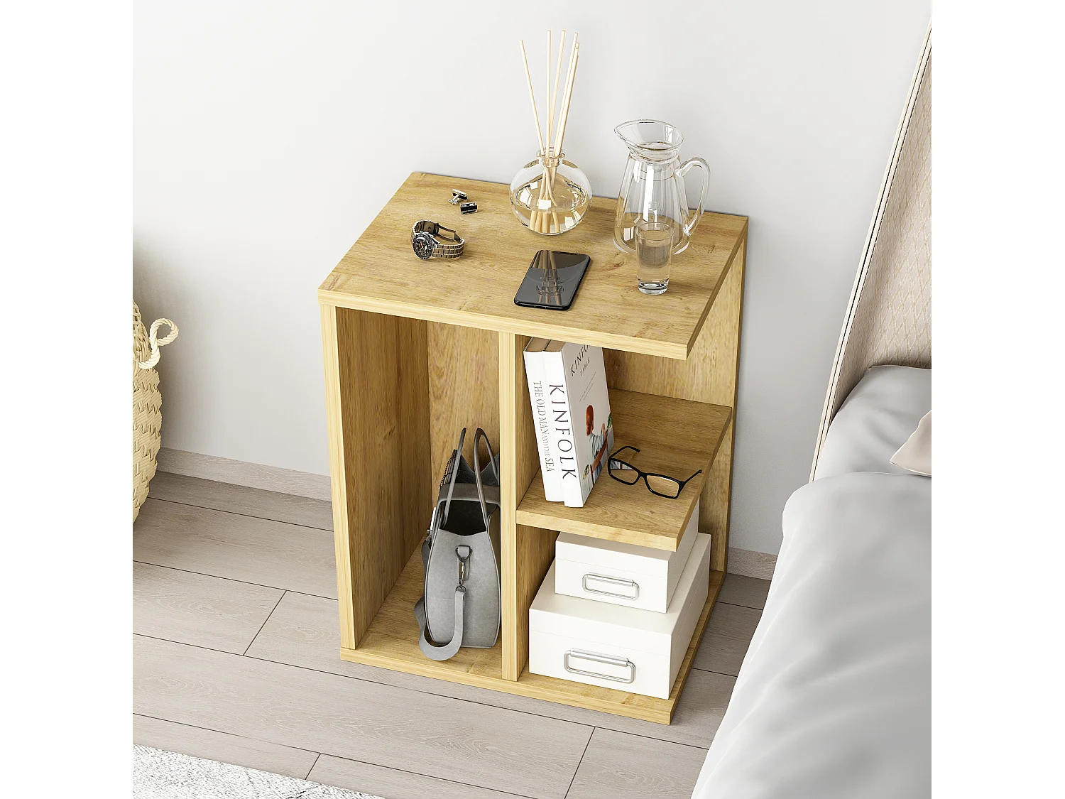 Stolik nocny PROMETHEUS - brązowy, 50x39,6x40