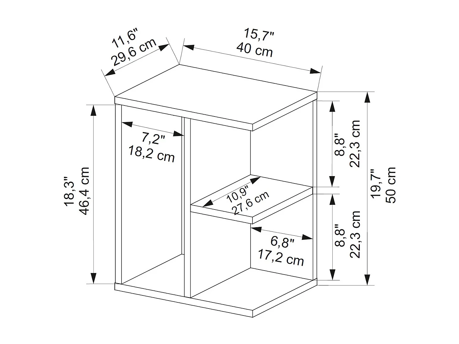 Stolik nocny PROMETHEUS - brązowy, 50x39,6x40
