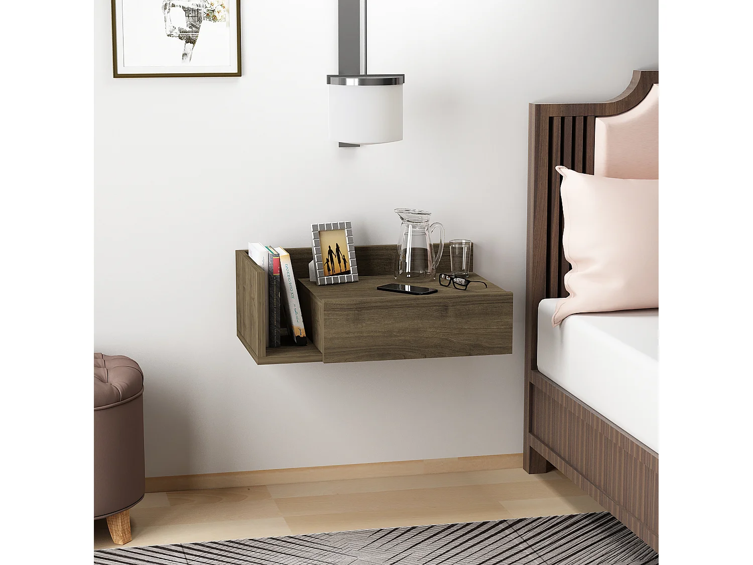 Table de chevet HEPHAISTOS- marron, 21,4x35x60