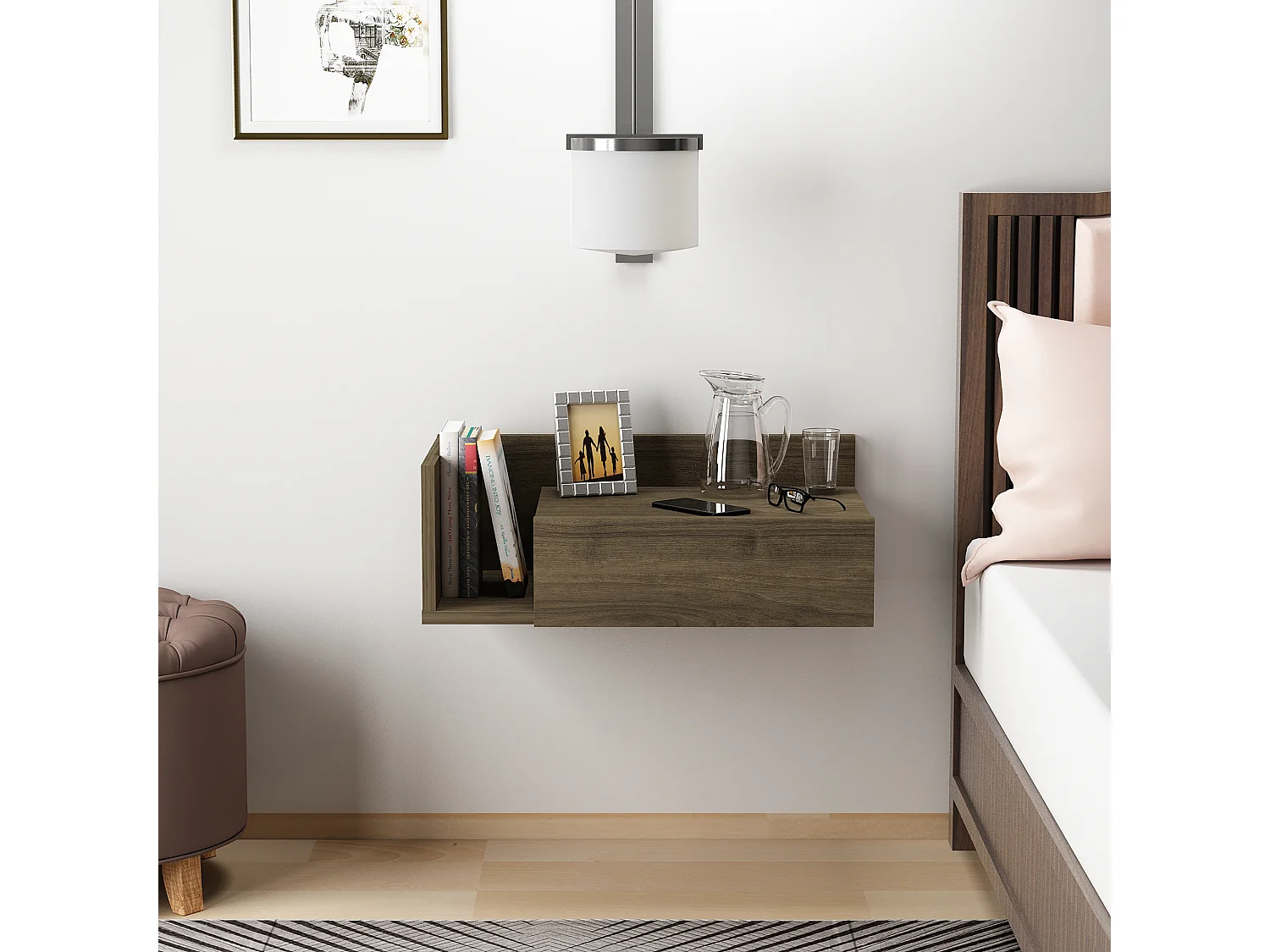 Table de chevet HEPHAISTOS- marron, 21,4x35x60