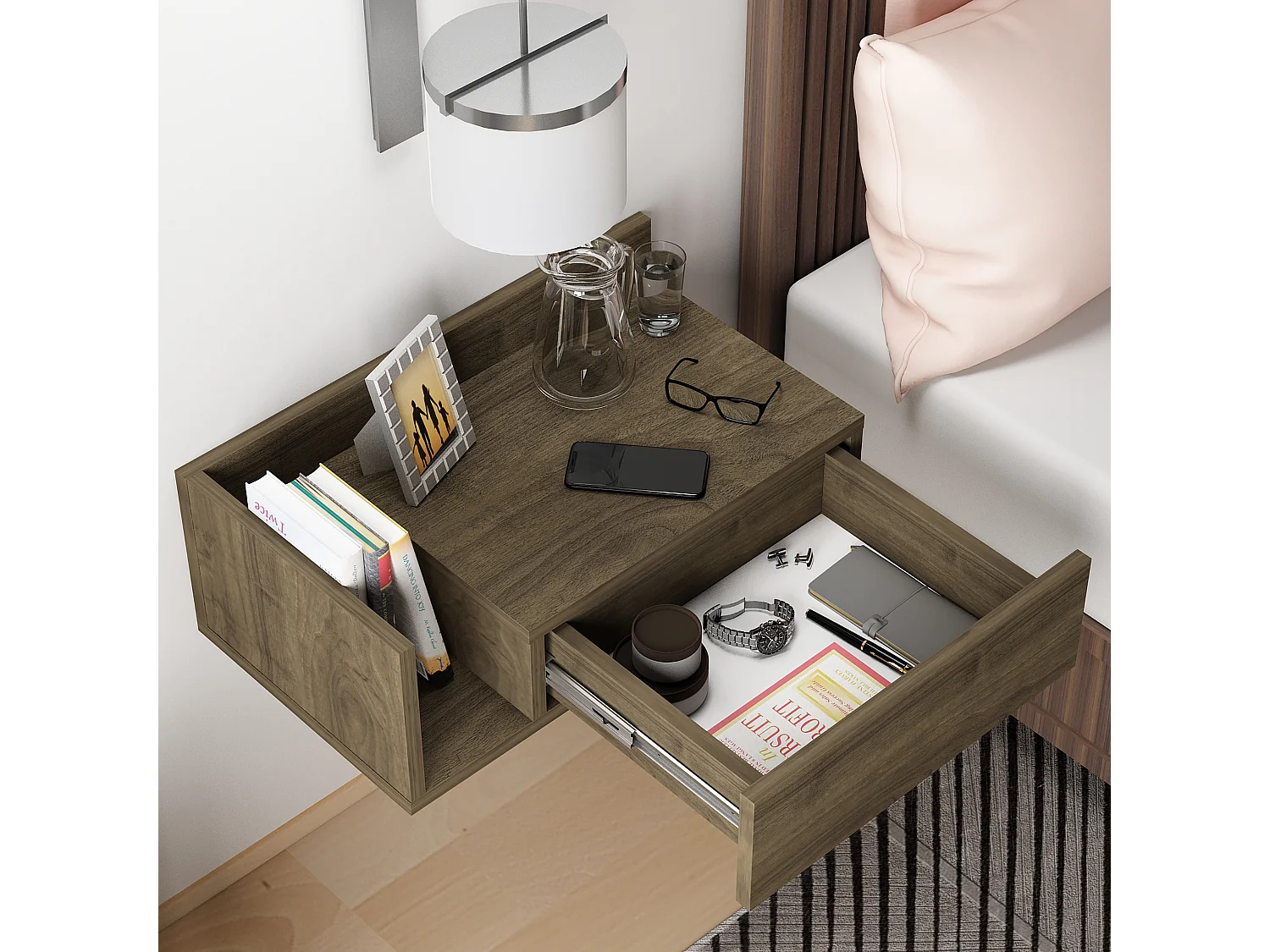 Table de chevet HEPHAISTOS- marron, 21,4x35x60