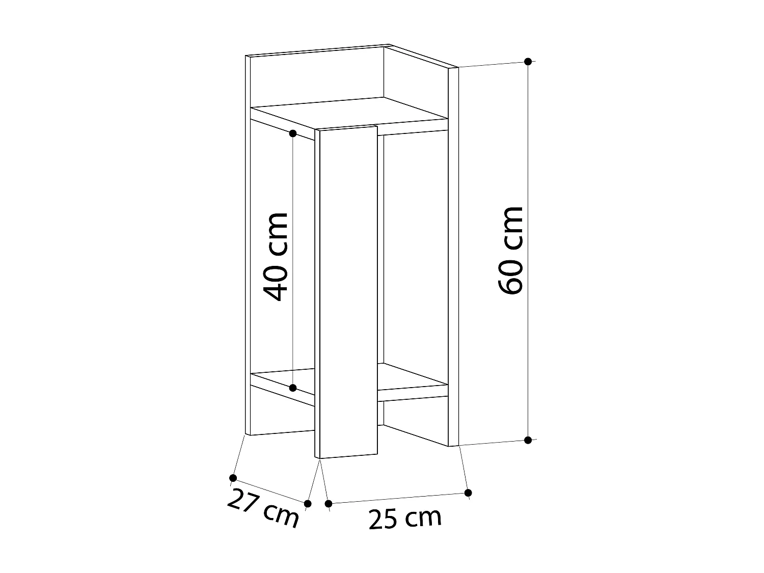 Table de chevet ELOS - module droit lumière couleur naturelle, 60x25x27