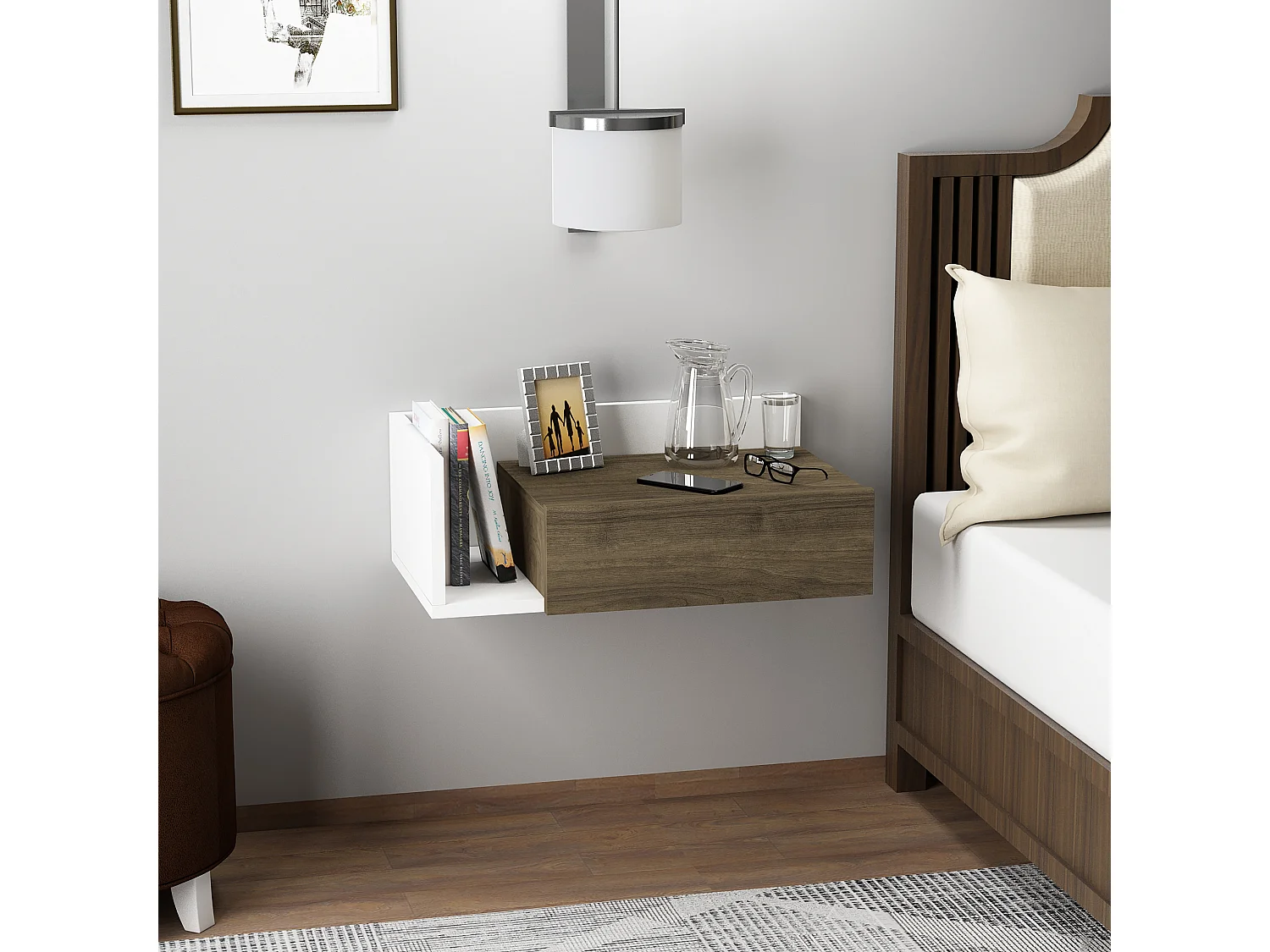 Stolik nocny HEPHAISTOS - brązowy, 21,4x35x60