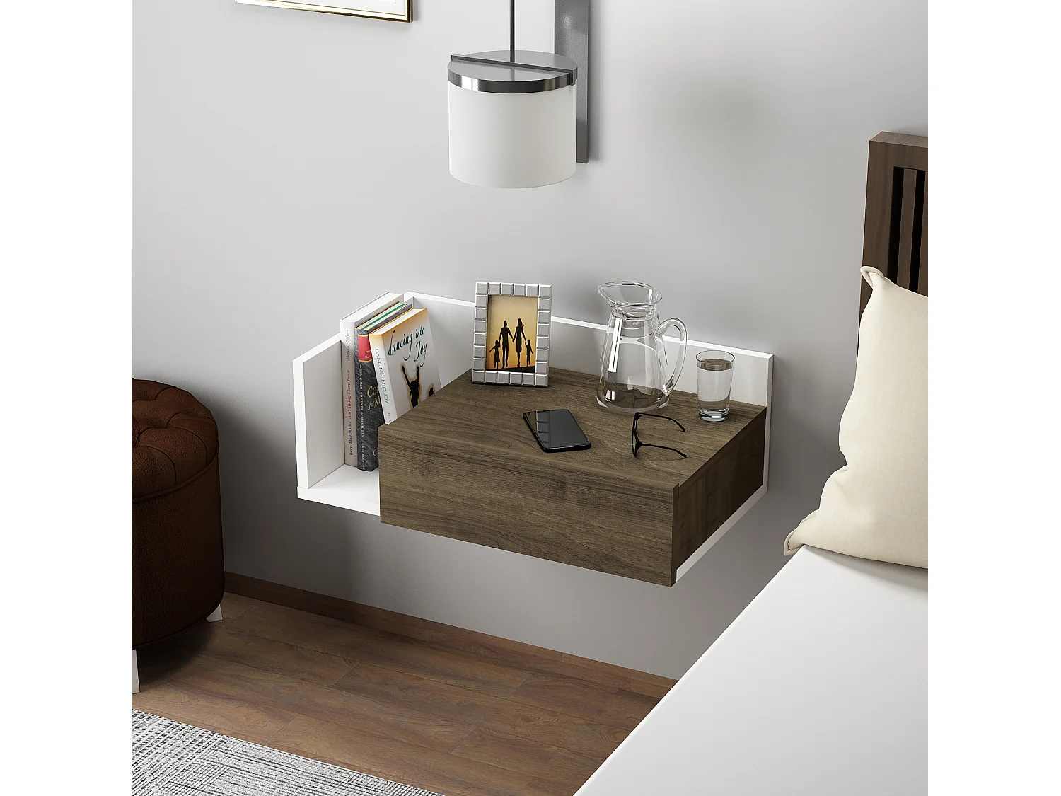 Stolik nocny HEPHAISTOS - brązowy, 21,4x35x60