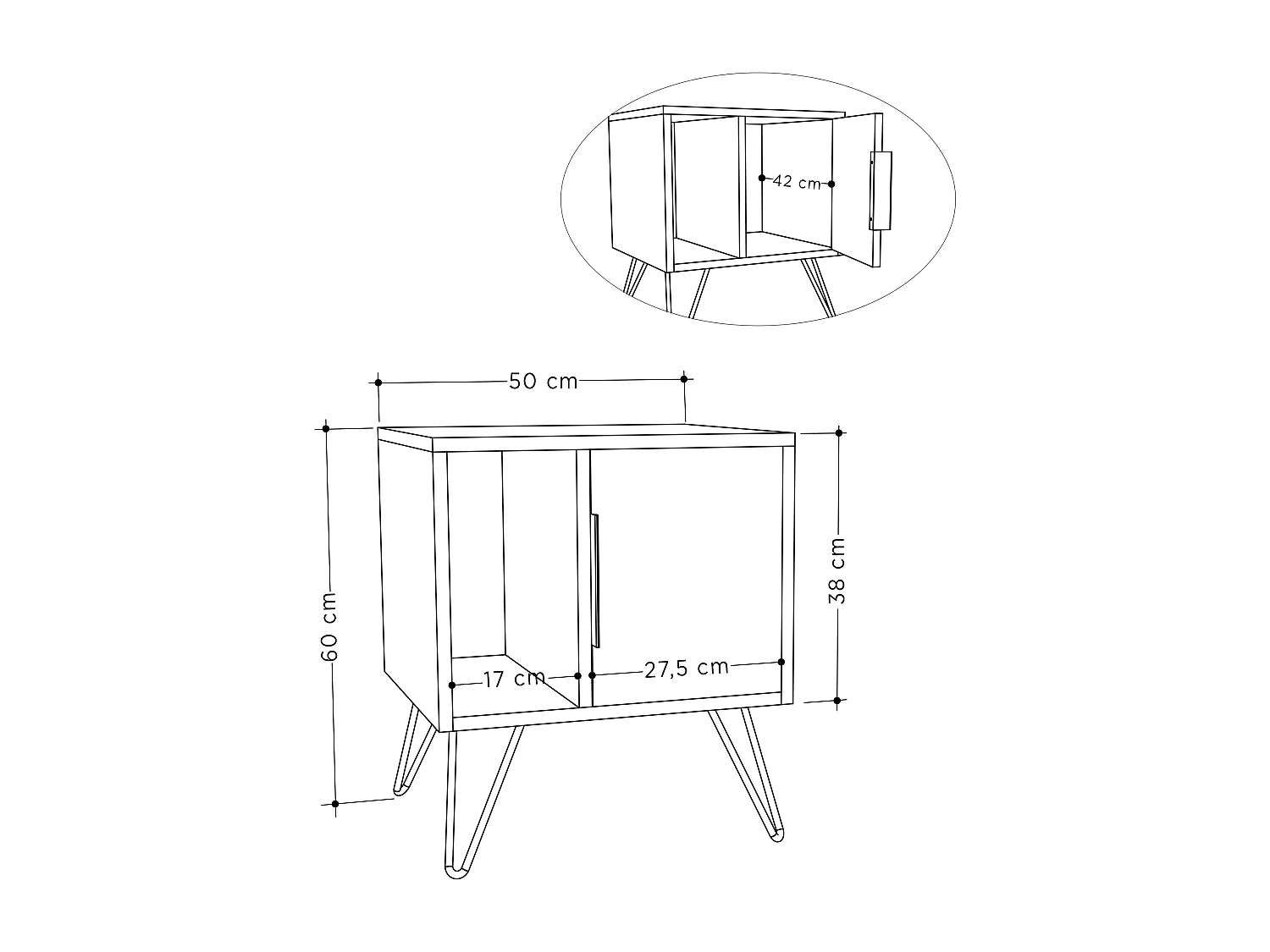 Table de chevet GLYNN- blanc, 60x45x50