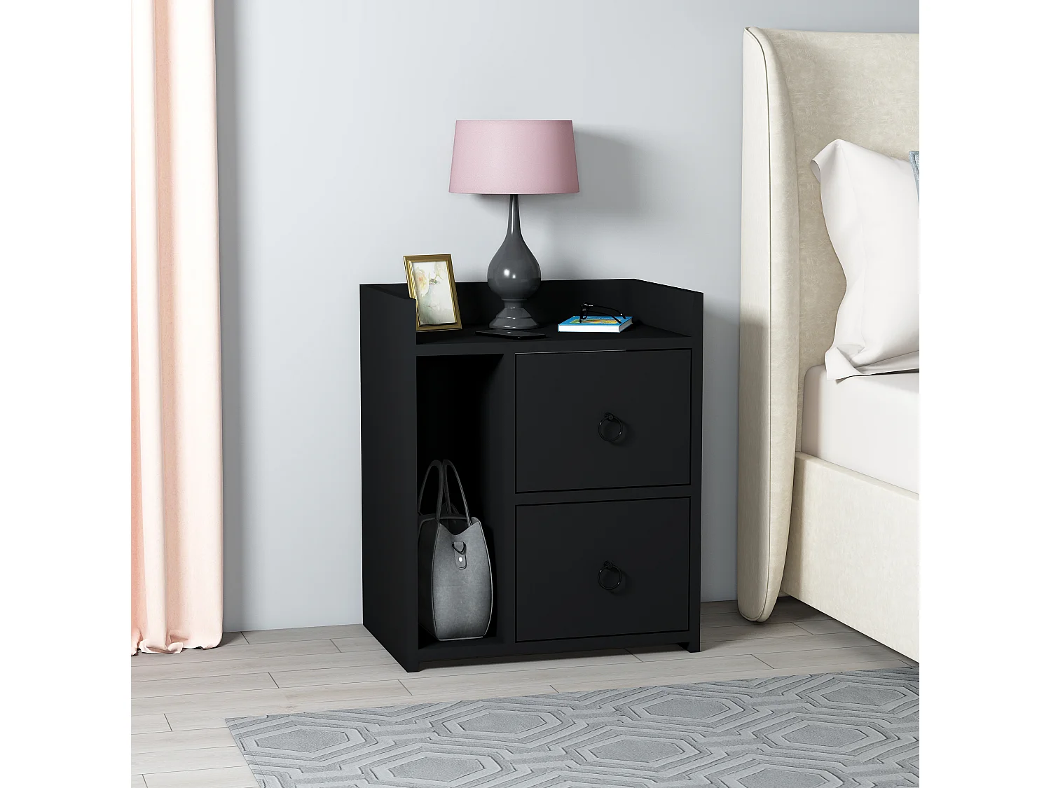 Nachttisch VENUS-  Schwarz  , 60x35x50