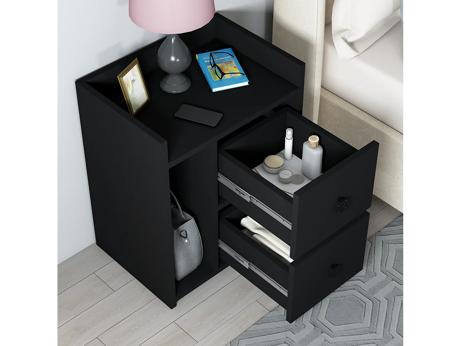Nachttisch VENUS-  Schwarz  , 60x35x50