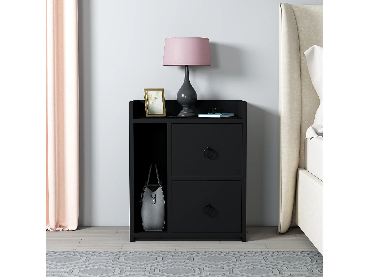 Nachttisch VENUS-  Schwarz  , 60x35x50