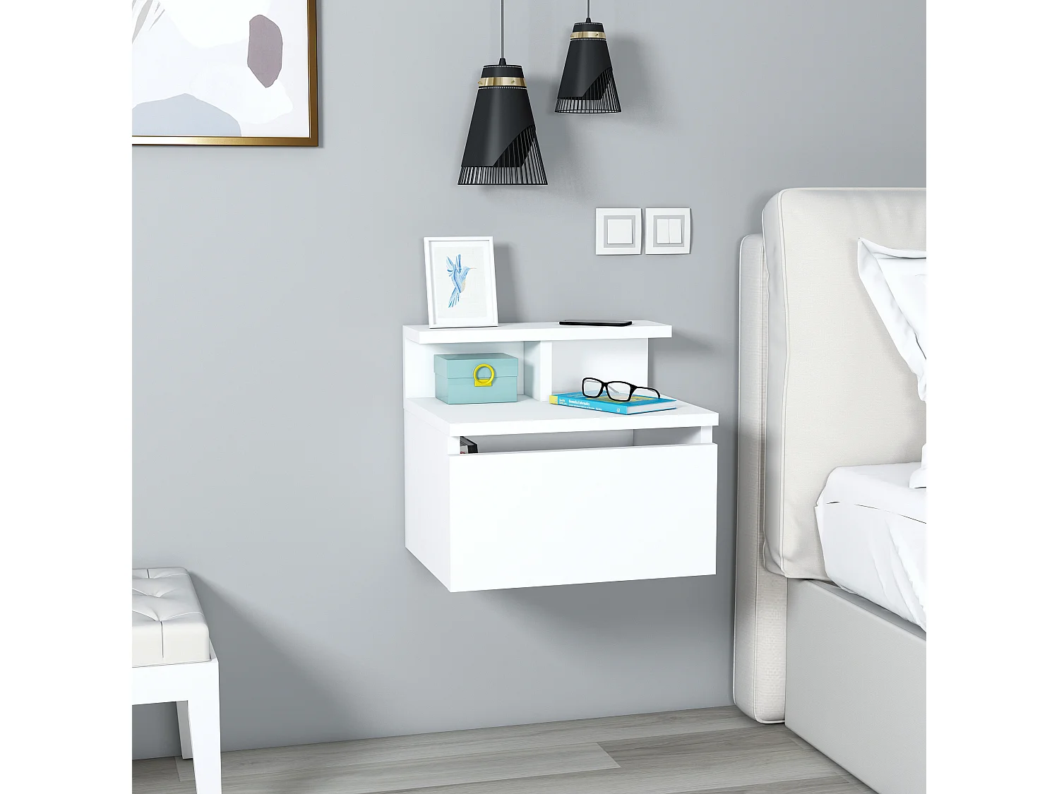 Nachtkastje HADES - wit, 35x31,6x39,8