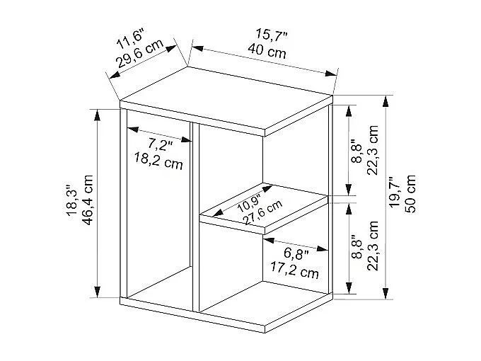 Nachtkastje PROMETHEUS wit, 50x39,6x40