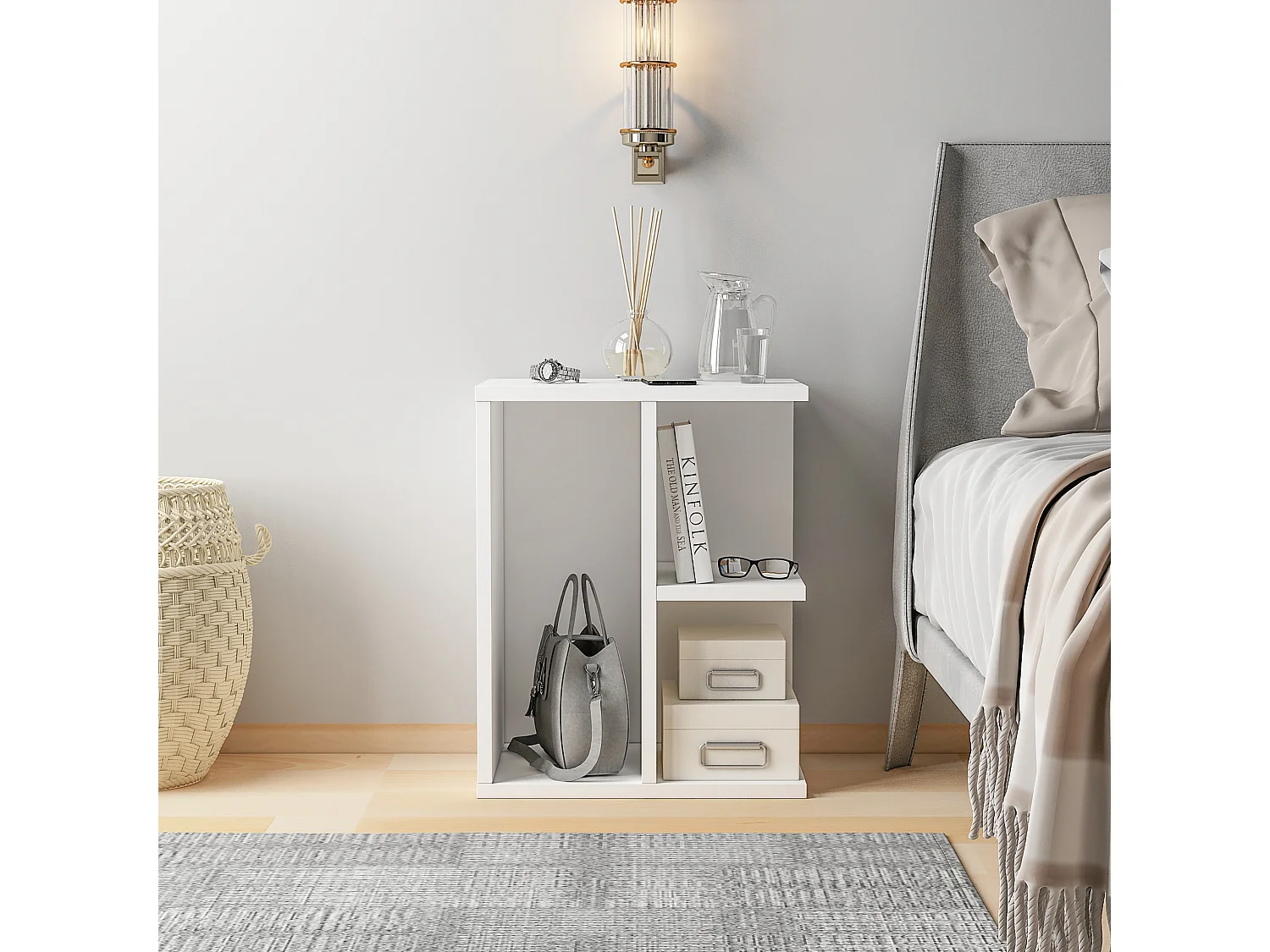 Nachtkastje PROMETHEUS wit, 50x39,6x40