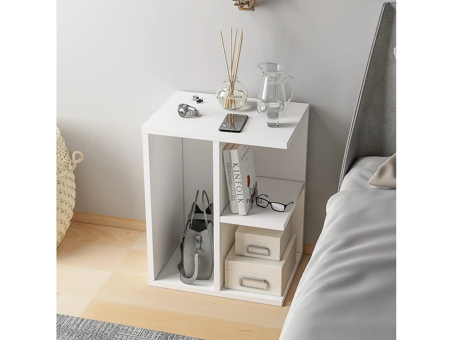 Nachtkastje PROMETHEUS wit, 50x39,6x40