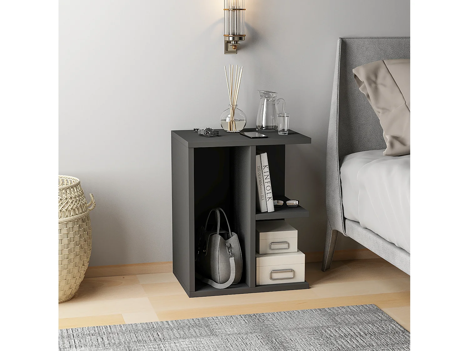 Stolik nocny PROMETHEUS - antracyt szary, 50x39,6x40