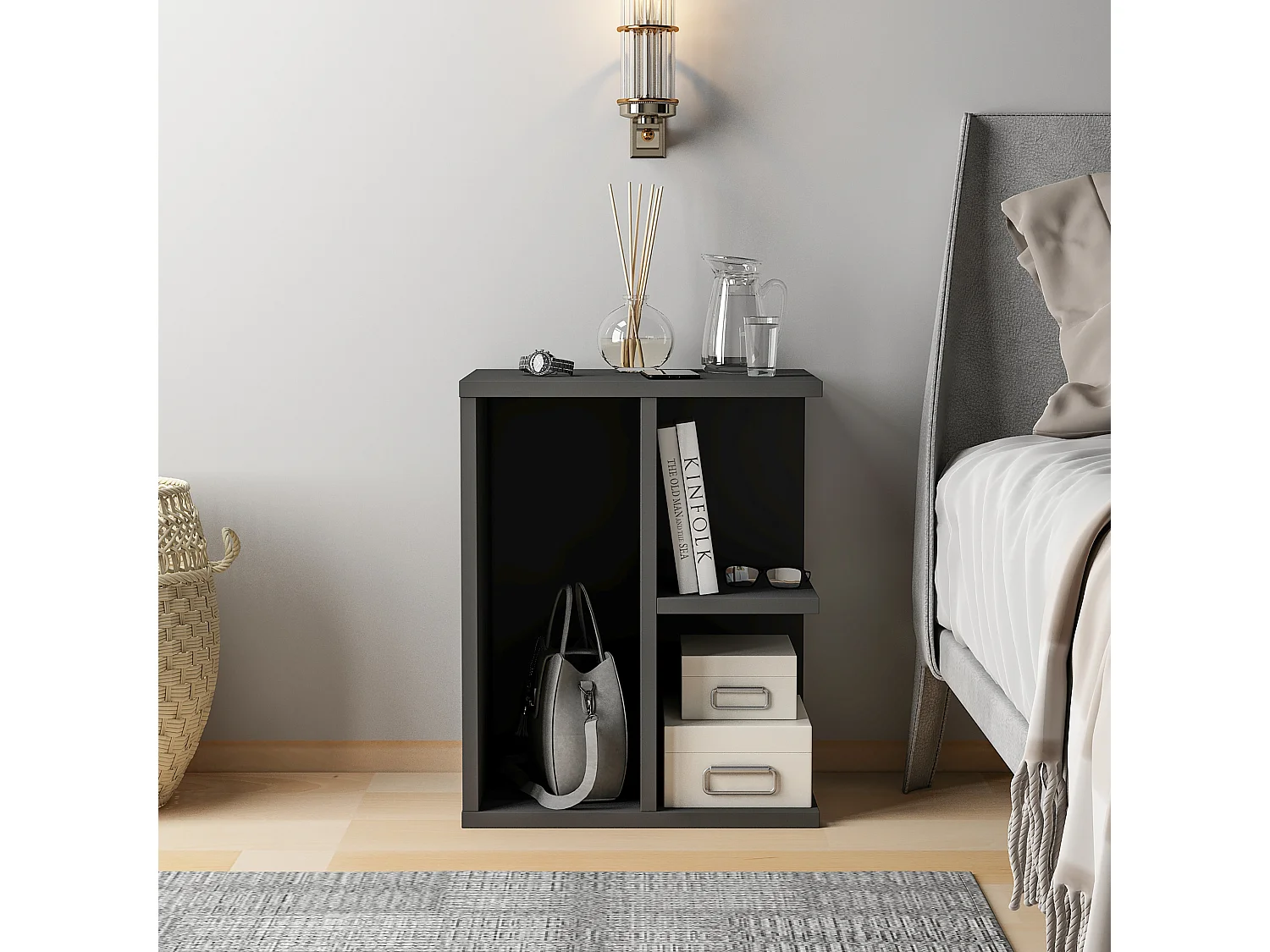 Stolik nocny PROMETHEUS - antracyt szary, 50x39,6x40