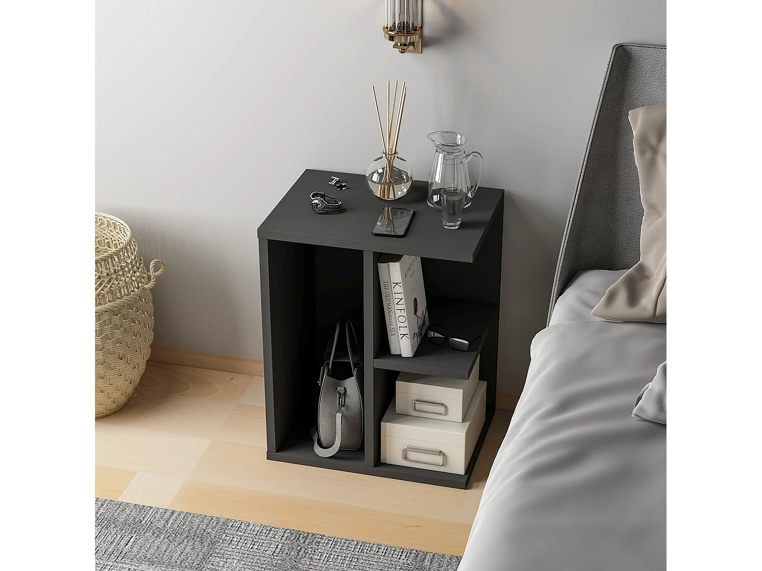 Stolik nocny PROMETHEUS - antracyt szary, 50x39,6x40