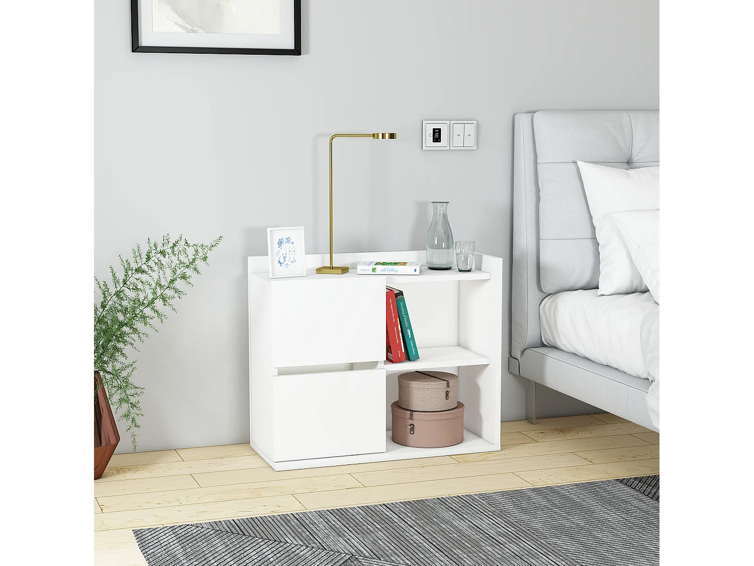 Table de chevet JUNO - blanc, 53,2x35x60