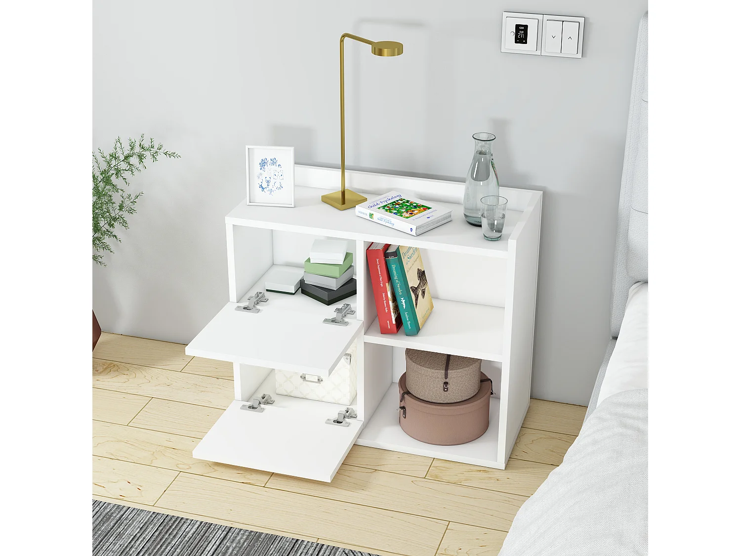 Table de chevet JUNO - blanc, 53,2x35x60