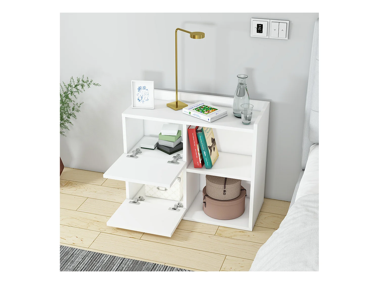Table de chevet JUNO - blanc, 53,2x35x60