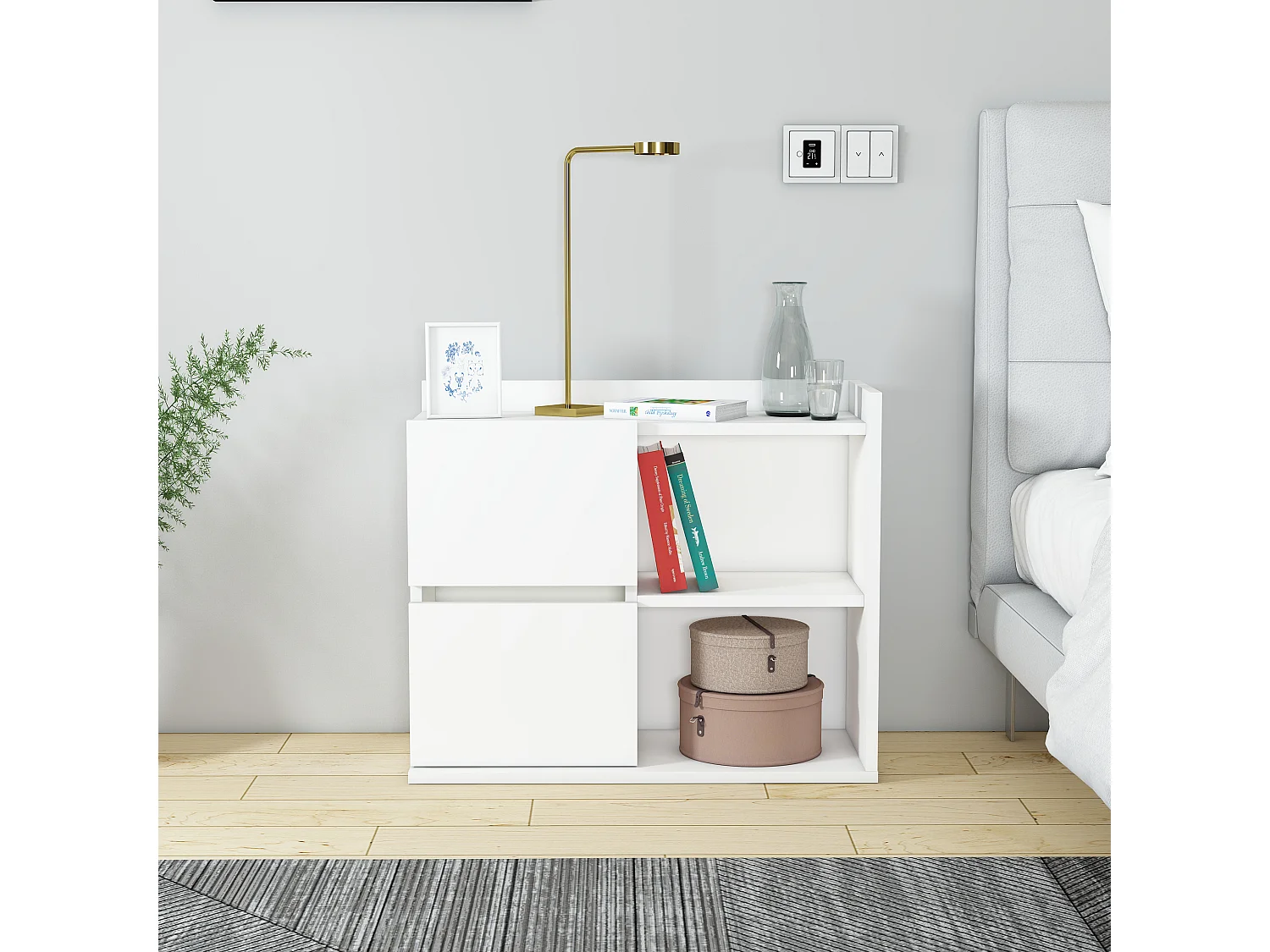 Nachtkastje JUNO - wit, 53,2x35x60