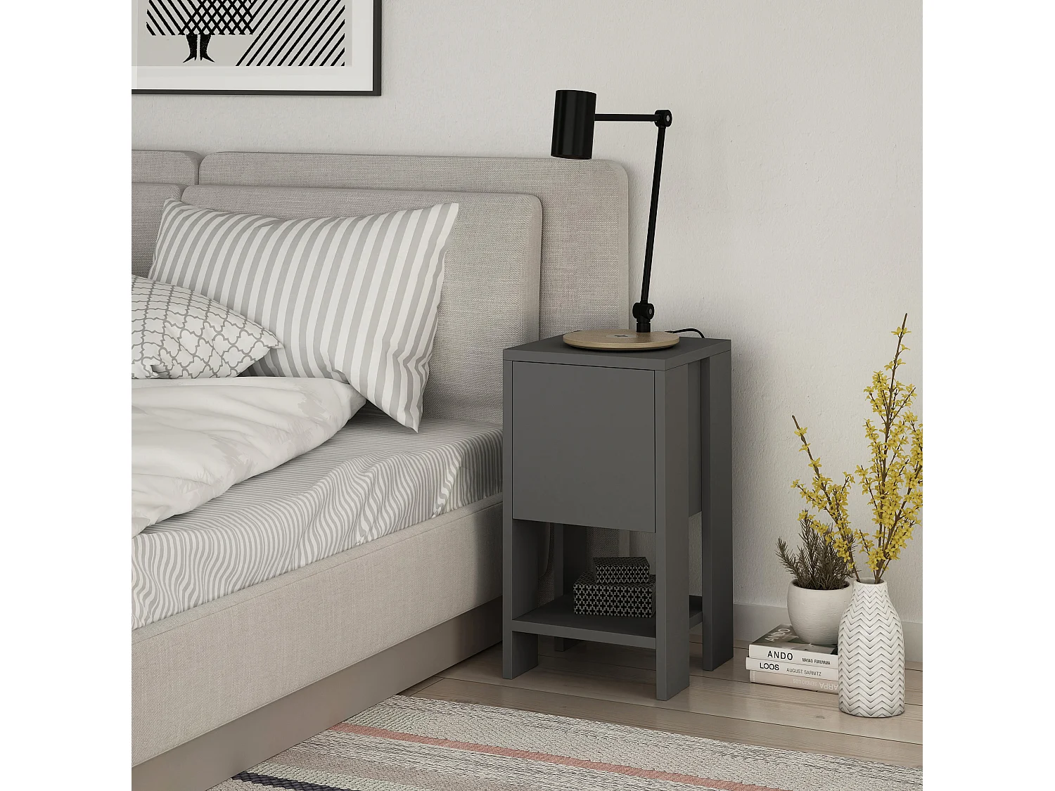 Table de chevet EMA - gris anthracite, 55x30x30