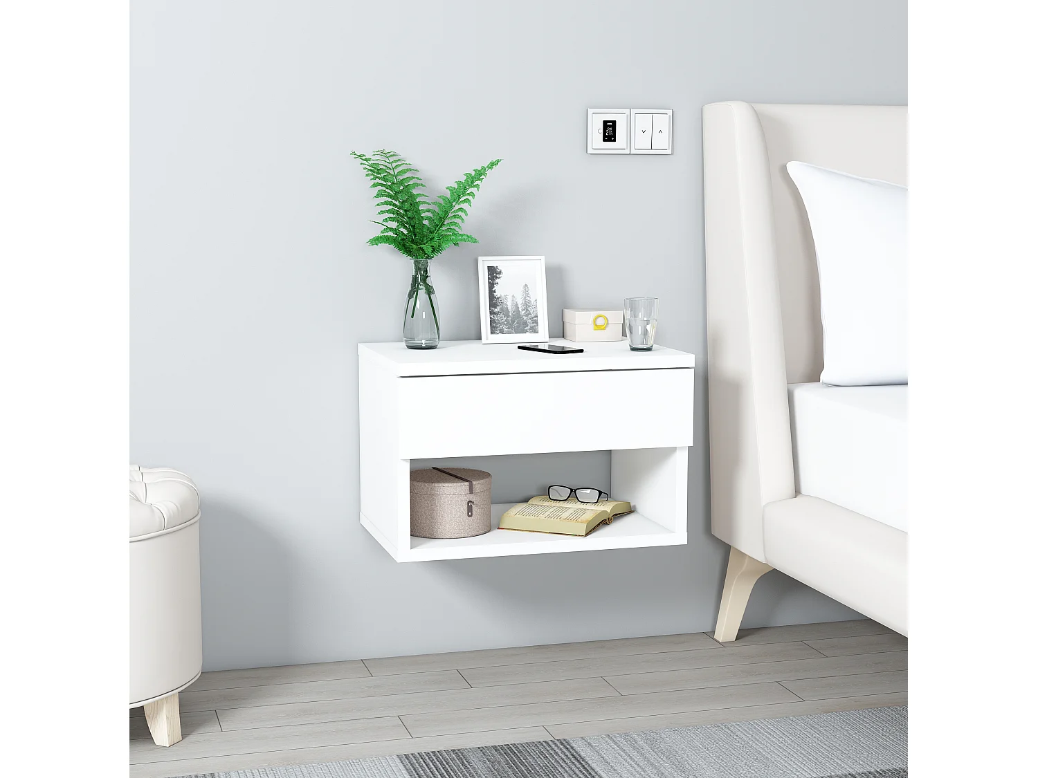 Table de chevet HESTIA - blanc, 29x31,6x44,6