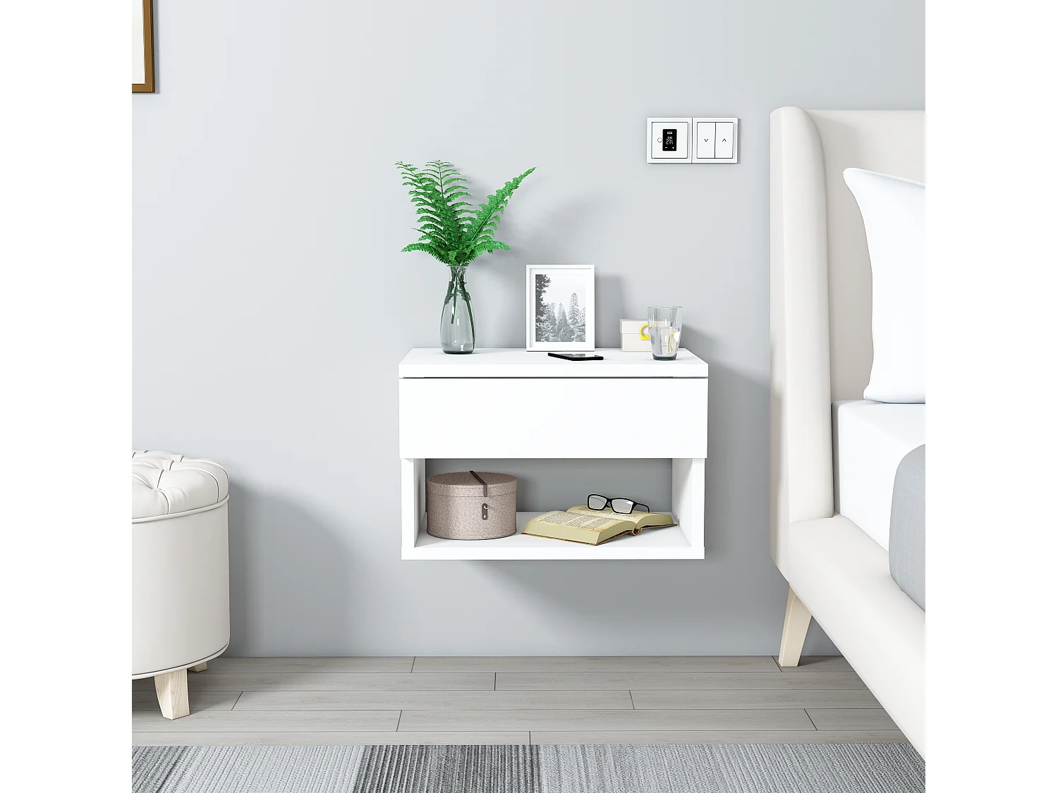 Table de chevet HESTIA - blanc, 29x31,6x44,6