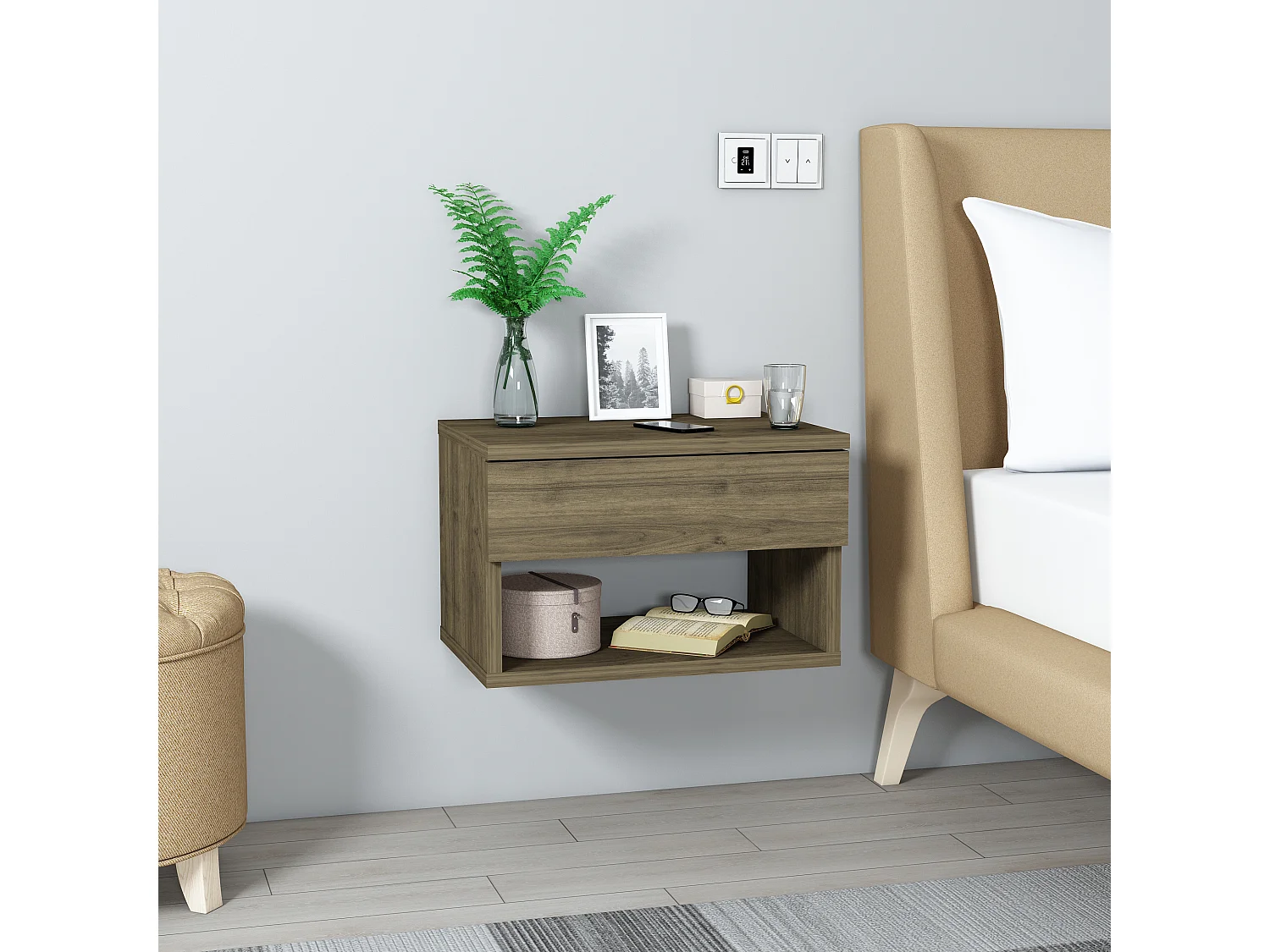 Table de chevet HESTIA - bleu, 29x31,6x44,6