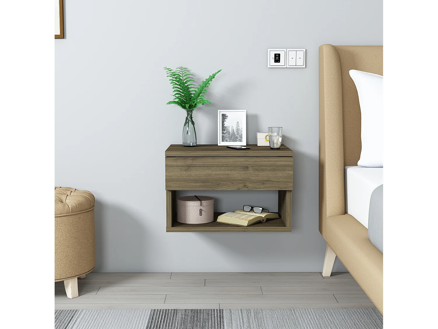 Table de chevet HESTIA - bleu, 29x31,6x44,6