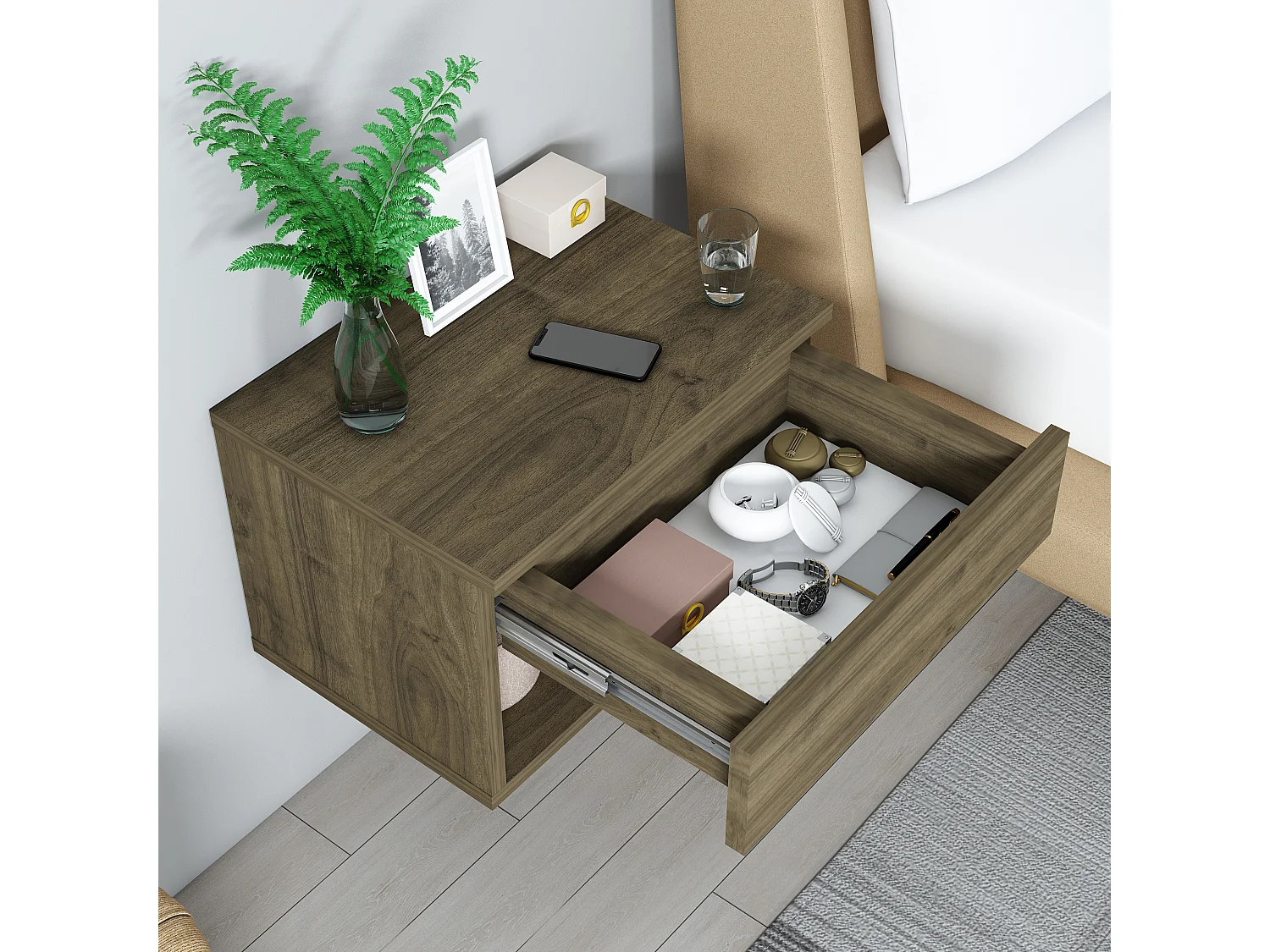 Table de chevet HESTIA - bleu, 29x31,6x44,6